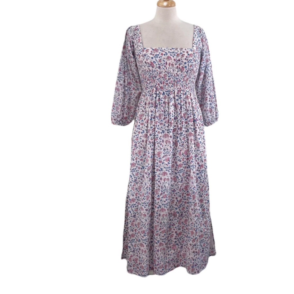 Floral Midi Dress - Pink and Blue